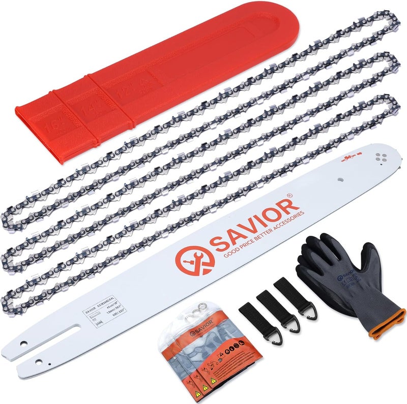 Savior 18 Inch Chainsaw Guide Bar and Chain Combo, .325" Pitch, .063" Gauge, 68 Drive Links for 025, 025C, MS250, MS251, MS251C-BE Chainsaws, Replacement 183PXLBA074 578780 (3*Chains+1*Bar) - Image 1